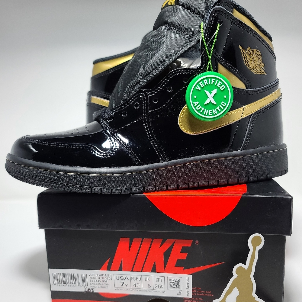 2020 Air Jordan 1 Retro High OG GS 'Black Metallic Gold VERIFIED AUTHENT…